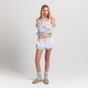 COTTON FLEECE BUBBLE HEM SHORT