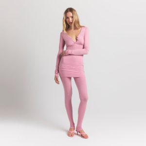 WOOL RIB HENLEY DRESS