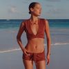 COTTON JERSEY COVER-UPS PLUNGE TWIST TOP $58