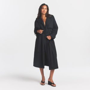 WOVEN COTTON OVERSIZED TRENCH COAT