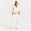 WOVEN COTTON CROPPED ZIP UP JACKET