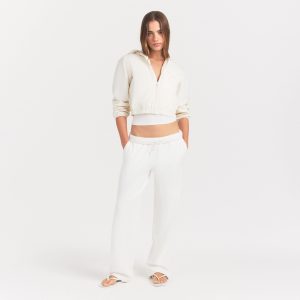 WOVEN COTTON CROPPED ZIP UP JACKET