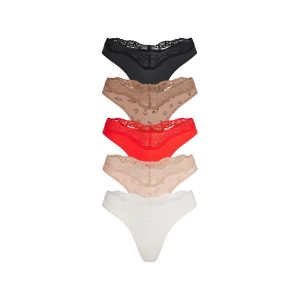 FITS EVERYBODY LACE DIPPED THONG 5-PACK