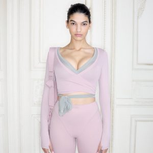 NikeSKIMS STRETCH KNIT WRAP LONG SLEEVE CROPPED TOP