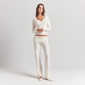 SWEATER KNITS RIBBED LONG SLEEVE TOP