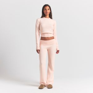 SWEATER KNITS RIBBED LONG SLEEVE FITTED CREW NECK